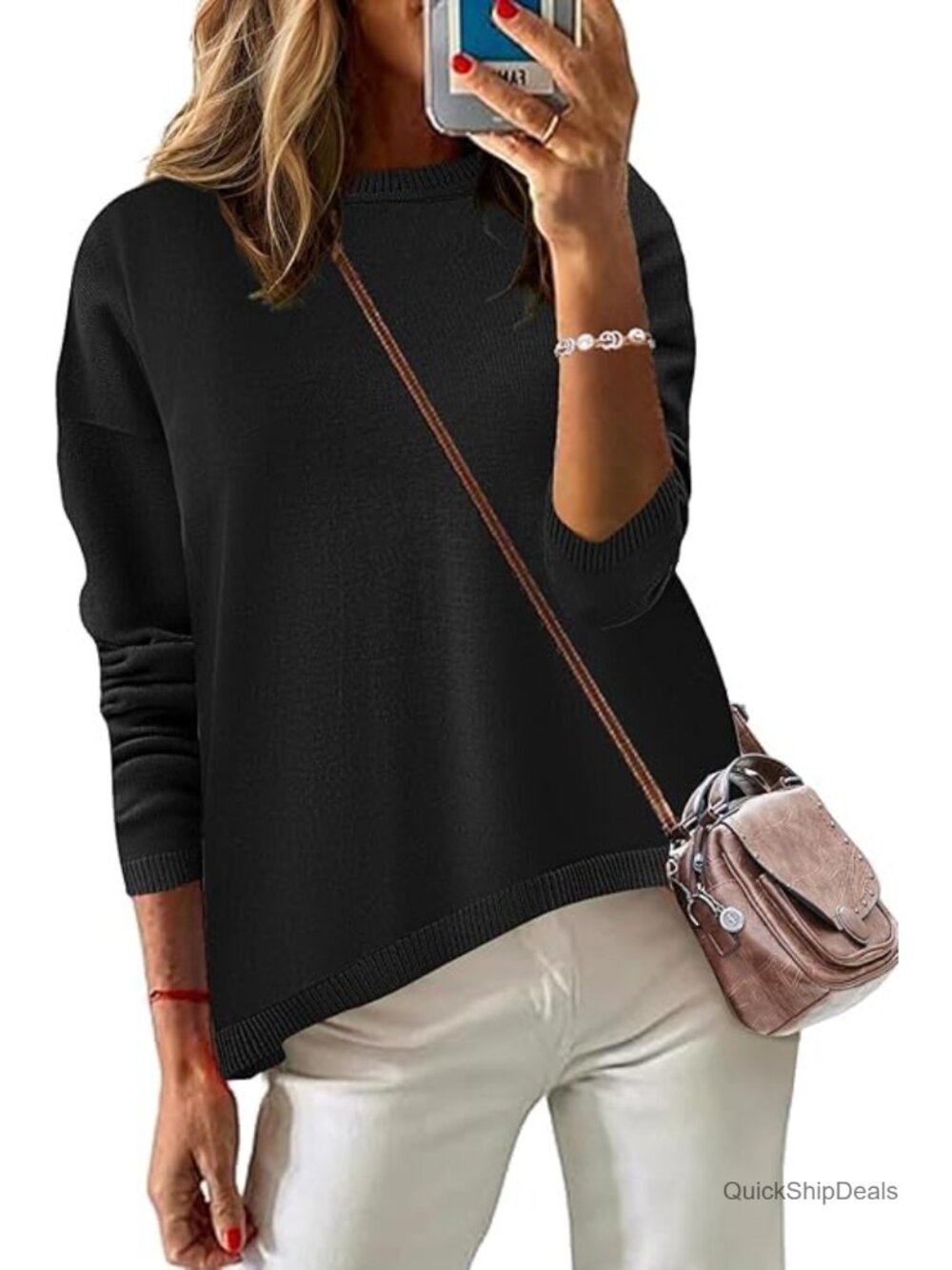 Womens 100% Cotton Striped Lightweight Long Sleeve Crew Neck Pullover Sweater
